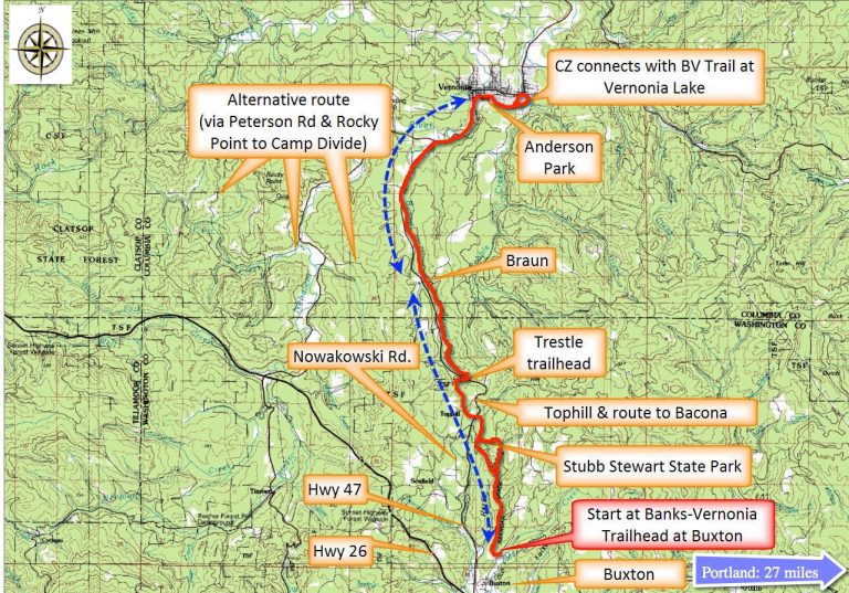 Map 9: Banks – Vernonia Trail – printable jpg  Forest Hiker